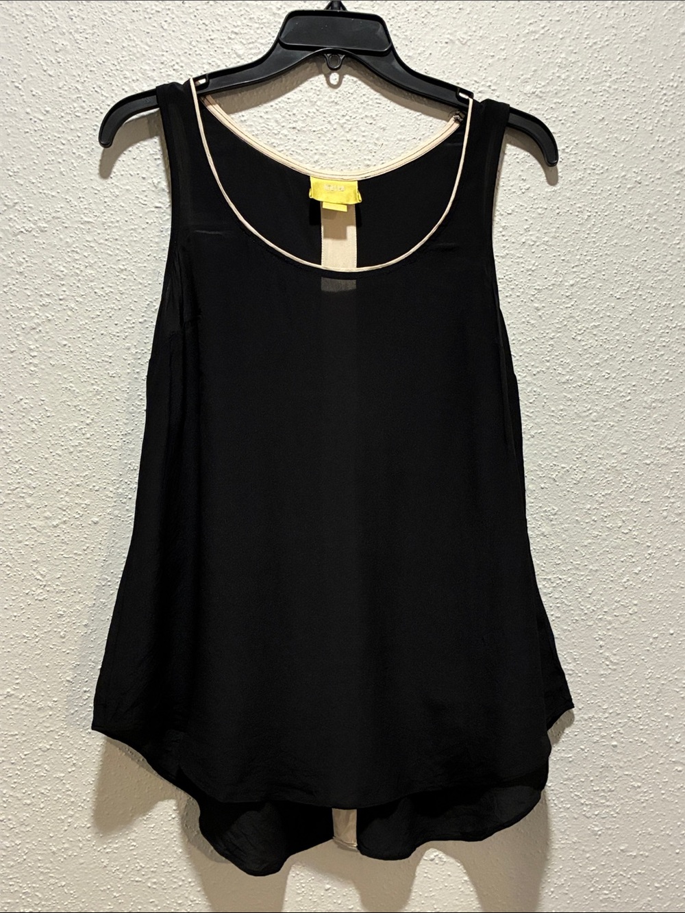 Maeve Black Tank Top with Ivory Trim